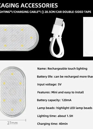 Car Interior Dome Light Finger Touch Sensor Mini LED Reading Lamp Car