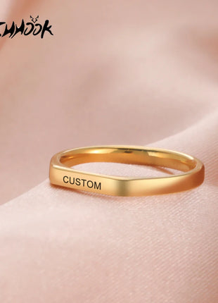 Engrave Name Finger Rings Personalized Custom Ring Gift For Woman Men