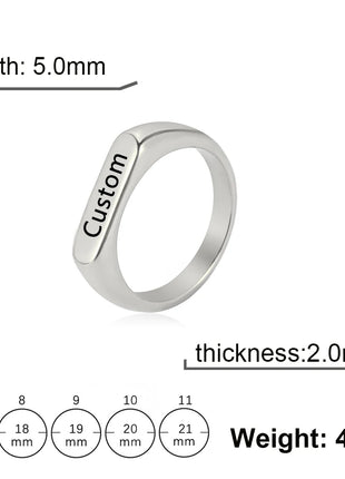 Engrave Name Finger Rings Personalized Custom Ring Gift For Woman Men