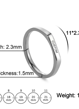 Engrave Name Finger Rings Personalized Custom Ring Gift For Woman Men