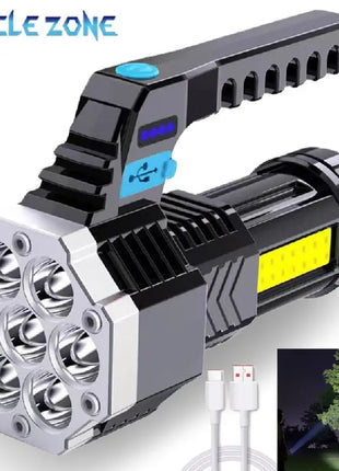 Portable Flashlight 7 LED COB Side Light USB Rechargeable Outdoor