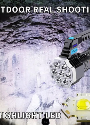 Portable Flashlight 7 LED COB Side Light USB Rechargeable Outdoor