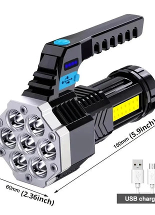 Portable Flashlight 7 LED COB Side Light USB Rechargeable Outdoor