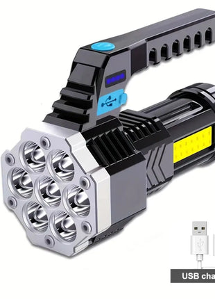 Portable Flashlight 7 LED COB Side Light USB Rechargeable Outdoor