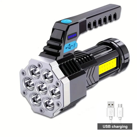 Portable Flashlight 7 LED COB Side Light USB Rechargeable Outdoor