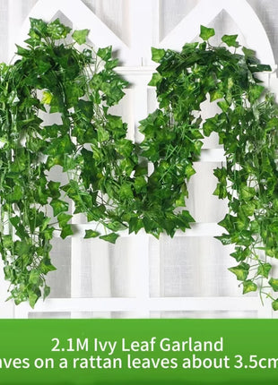 2.1M Green Ivy Leaf Hanging Vine Artificial Garland Silk Wall Plant