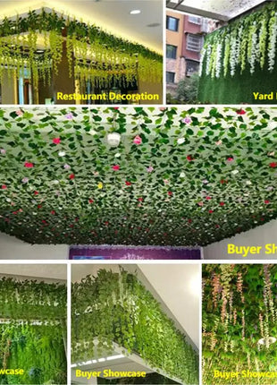 2.1M Green Ivy Leaf Hanging Vine Artificial Garland Silk Wall Plant