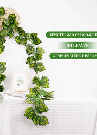 2.1M Green Ivy Leaf Hanging Vine Artificial Garland Silk Wall Plant