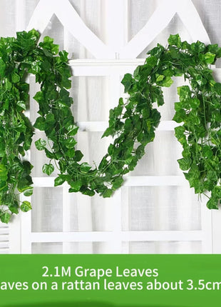 2.1M Green Ivy Leaf Hanging Vine Artificial Garland Silk Wall Plant