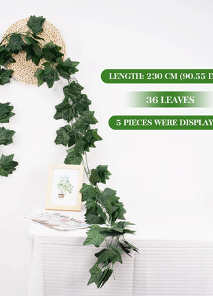 2.1M Green Ivy Leaf Hanging Vine Artificial Garland Silk Wall Plant