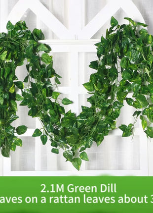 2.1M Green Ivy Leaf Hanging Vine Artificial Garland Silk Wall Plant