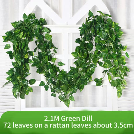 2.1M Green Ivy Leaf Hanging Vine Artificial Garland Silk Wall Plant