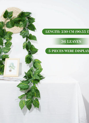 2.1M Green Ivy Leaf Hanging Vine Artificial Garland Silk Wall Plant