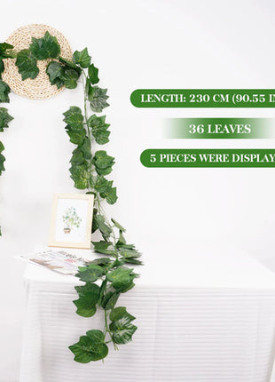 2.1M Green Ivy Leaf Hanging Vine Artificial Garland Silk Wall Plant