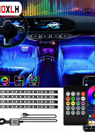 Neon LED Car Interior Ambient Foot Strip Light Kit Accessories RGB