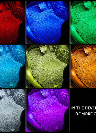 Neon LED Car Interior Ambient Foot Strip Light Kit Accessories RGB