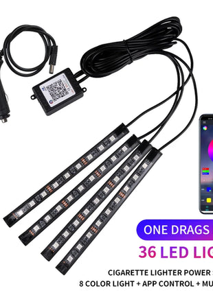 Neon LED Car Interior Ambient Foot Strip Light Kit Accessories RGB