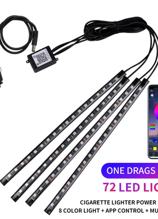 Neon LED Car Interior Ambient Foot Strip Light Kit Accessories RGB