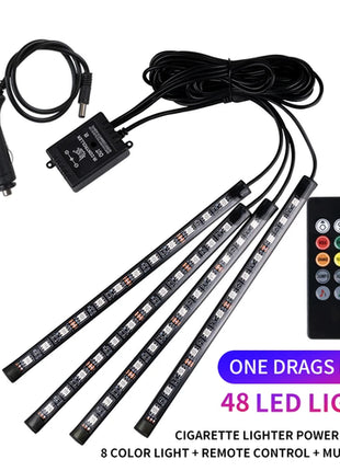 Neon LED Car Interior Ambient Foot Strip Light Kit Accessories RGB