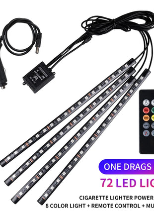 Neon LED Car Interior Ambient Foot Strip Light Kit Accessories RGB