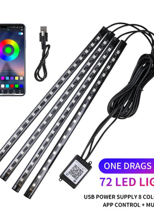 Neon LED Car Interior Ambient Foot Strip Light Kit Accessories RGB