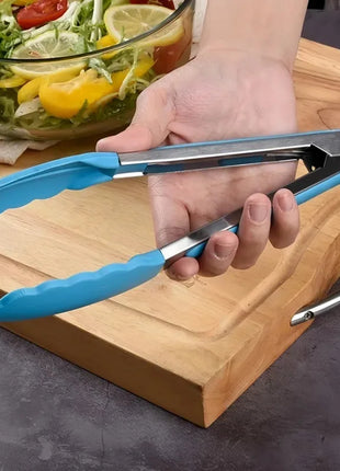 Anti Slip Cooking Serving Tongs Stainless Steel Food Clip Bread Salad