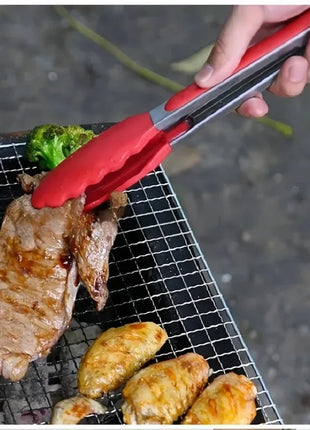 Anti Slip Cooking Serving Tongs Stainless Steel Food Clip Bread Salad