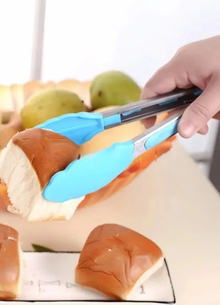 Anti Slip Cooking Serving Tongs Stainless Steel Food Clip Bread Salad