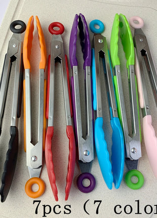 Anti Slip Cooking Serving Tongs Stainless Steel Food Clip Bread Salad