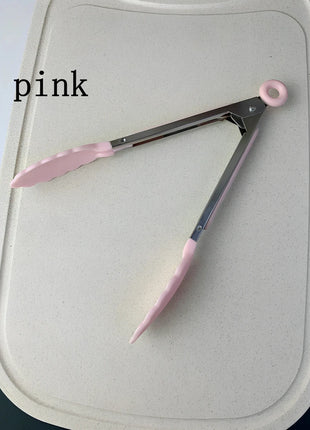Anti Slip Cooking Serving Tongs Stainless Steel Food Clip Bread Salad