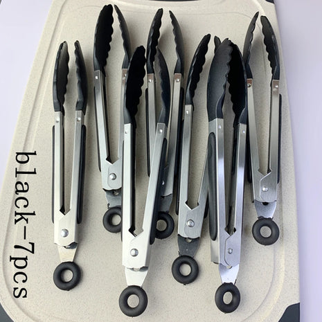 Anti Slip Cooking Serving Tongs Stainless Steel Food Clip Bread Salad