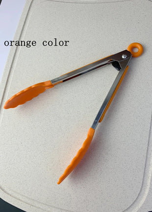 Anti Slip Cooking Serving Tongs Stainless Steel Food Clip Bread Salad