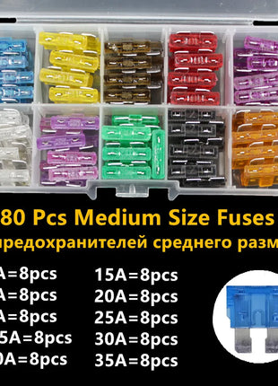 Medium Mini Auto Car Fuses 2A/3A/5A/7.5A/10A/15A/20A/25A/30A/35A Amp