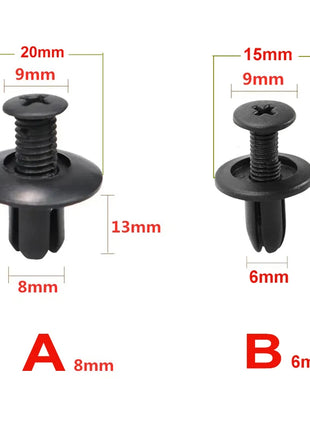 8mm/6mm Plastic Rivets Fasteners Screw Car Fender Bumper Screws Clips