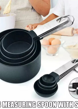 8PCS Stainless Steel Measuring Cup and Spoon Set with Handle Accurate