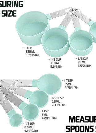 8PCS Stainless Steel Measuring Cup and Spoon Set with Handle Accurate