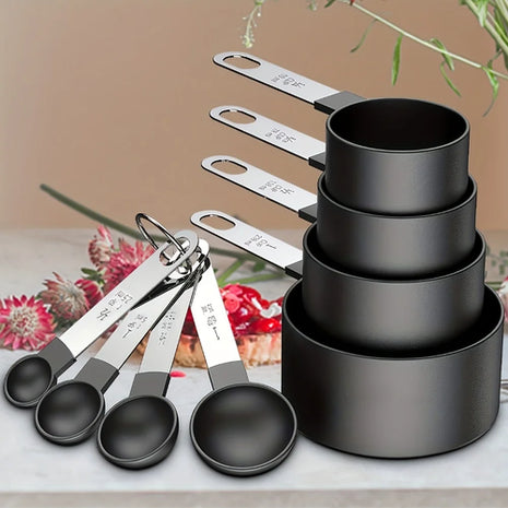 8PCS Stainless Steel Measuring Cup and Spoon Set with Handle Accurate