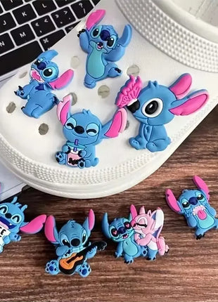 MINISO 8pcs Stitch Shoe Decorations Accessories Charms For Clogs Bogg
