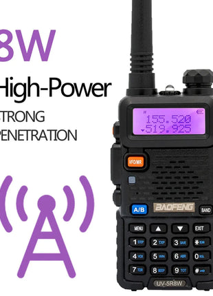 4PCS Baofeng 8W Dual Frequency High-Power Walkie Talkie 128CH Portable