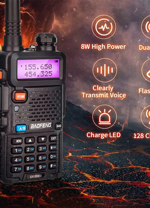 4PCS Baofeng 8W Dual Frequency High-Power Walkie Talkie 128CH Portable