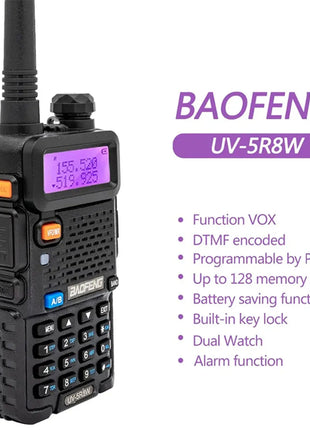 4PCS Baofeng 8W Dual Frequency High-Power Walkie Talkie 128CH Portable