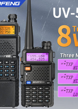 Baofeng Walkie Talkie UV 5R 5W 8W Dual Band Ham Two Way Radio Vhf Uhf