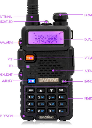 Baofeng Walkie Talkie UV 5R 5W 8W Dual Band Ham Two Way Radio Vhf Uhf