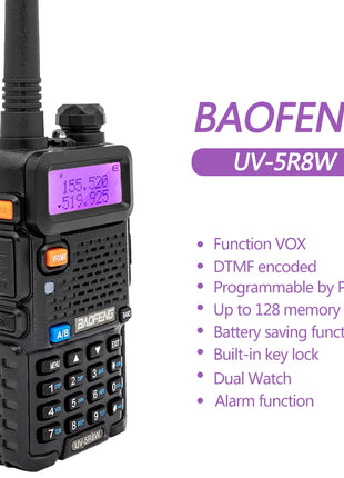Baofeng Walkie Talkie UV 5R 5W 8W Dual Band Ham Two Way Radio Vhf Uhf