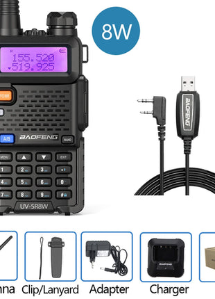 Baofeng Walkie Talkie UV 5R 5W 8W Dual Band Ham Two Way Radio Vhf Uhf