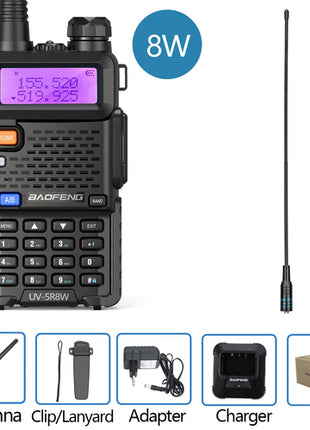 Baofeng Walkie Talkie UV 5R 5W 8W Dual Band Ham Two Way Radio Vhf Uhf
