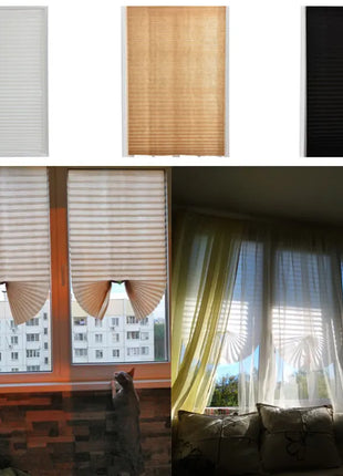 Simple Pleated Window Shades Self-Adhesive Non-Woven Semi-Shading
