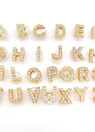 1-26Pcs Fashion Gold Letters Metal Shoe Charms Accessories Garden Shoe
