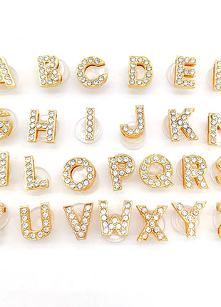 1-26Pcs Fashion Gold Letters Metal Shoe Charms Accessories Garden Shoe