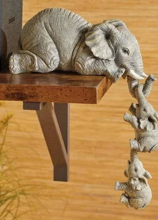3 Pcs/set Cute Elephant Hug Baby Doll Resin Handicraft Decoration Home